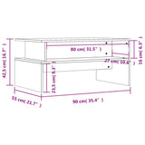 Table basse blanc brillant 90x55x42,5 cm bois d'ingénierie