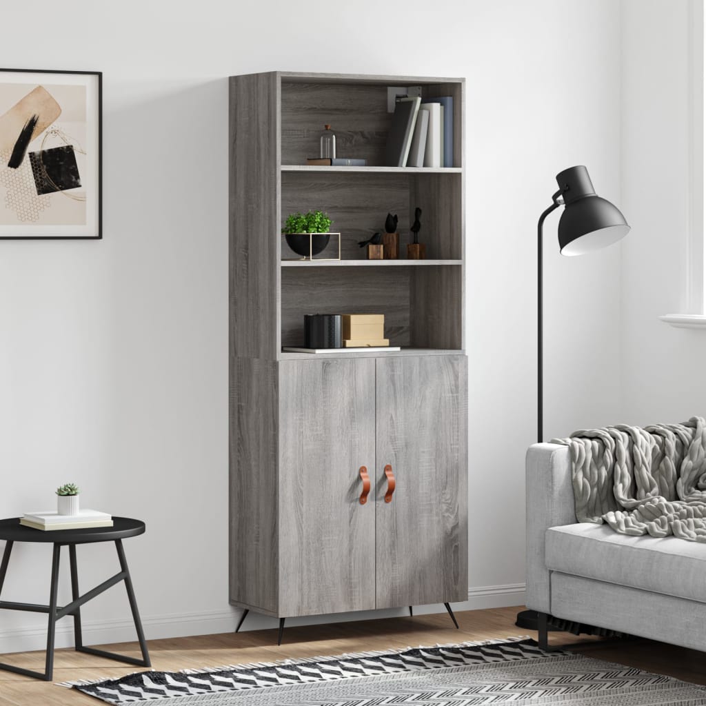 Sonoma hohes Sideboard grau 69,5x34x180 cm Holzwerkstoff