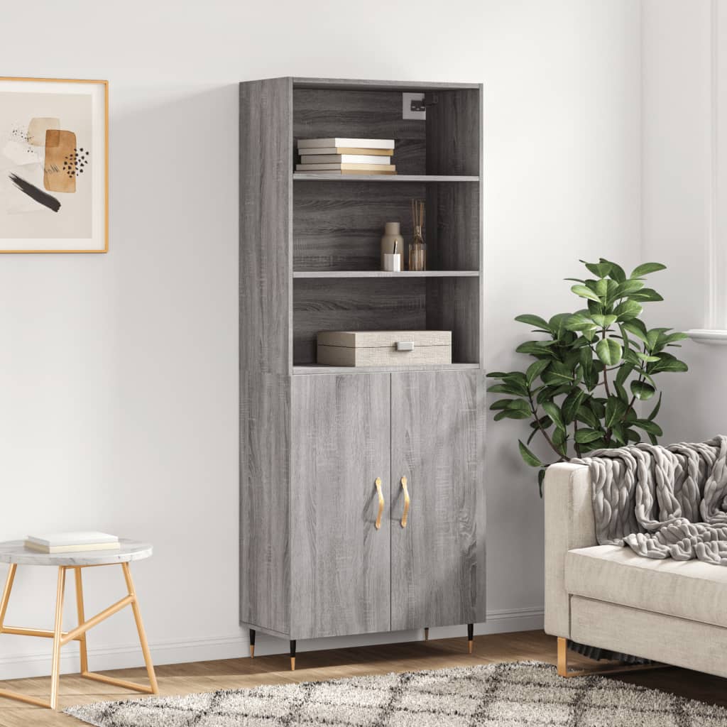 Buffet haut Sonoma gris 69,5x34x180 cm Bois d'ingénierie