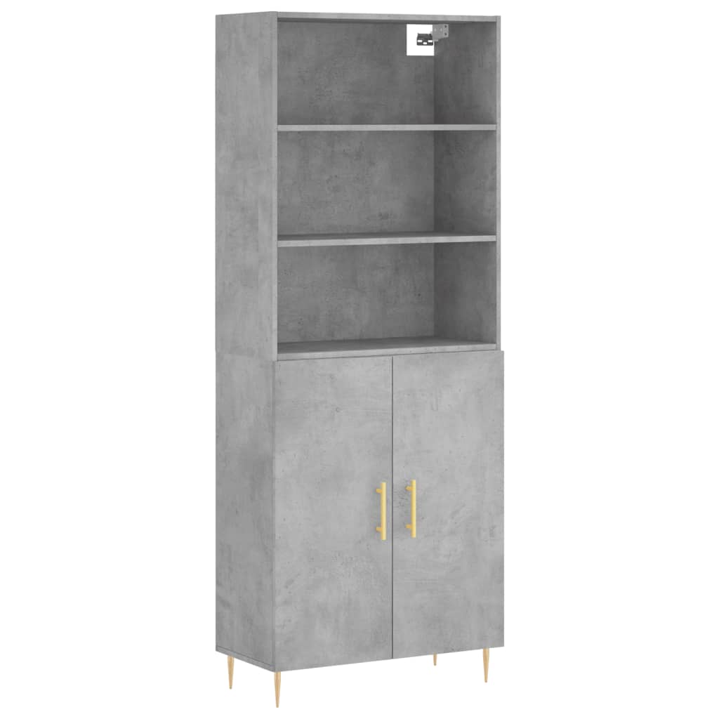 High sideboard Concrete gray 69.5x34x180 cm Engineered wood