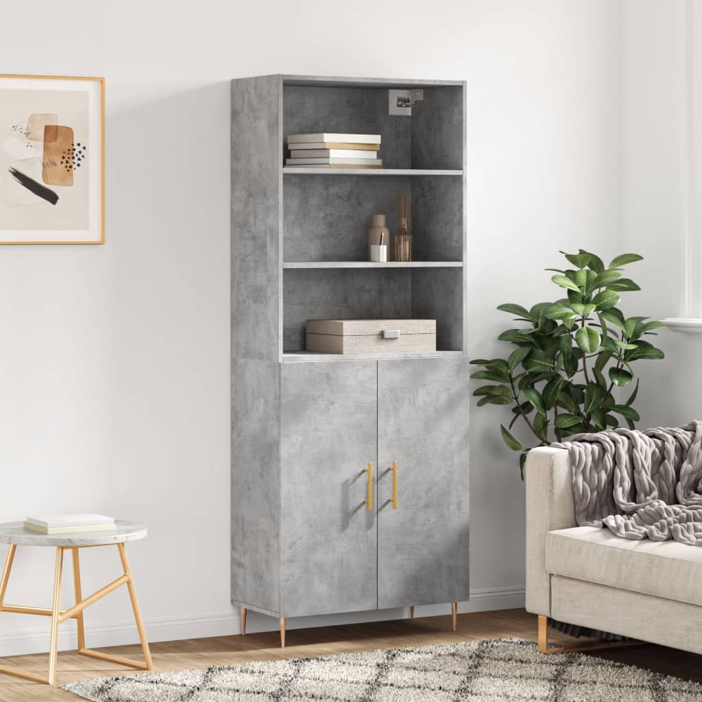 High sideboard Concrete gray 69.5x34x180 cm Engineered wood