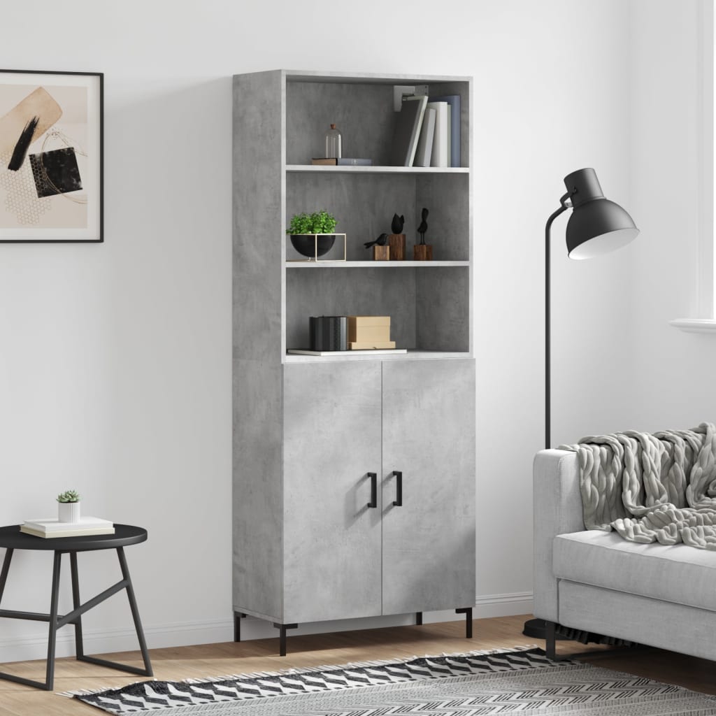 High sideboard Concrete gray 69.5x34x180 cm Engineered wood