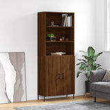 High sideboard Brown oak 69.5x34x180 cm Engineered wood