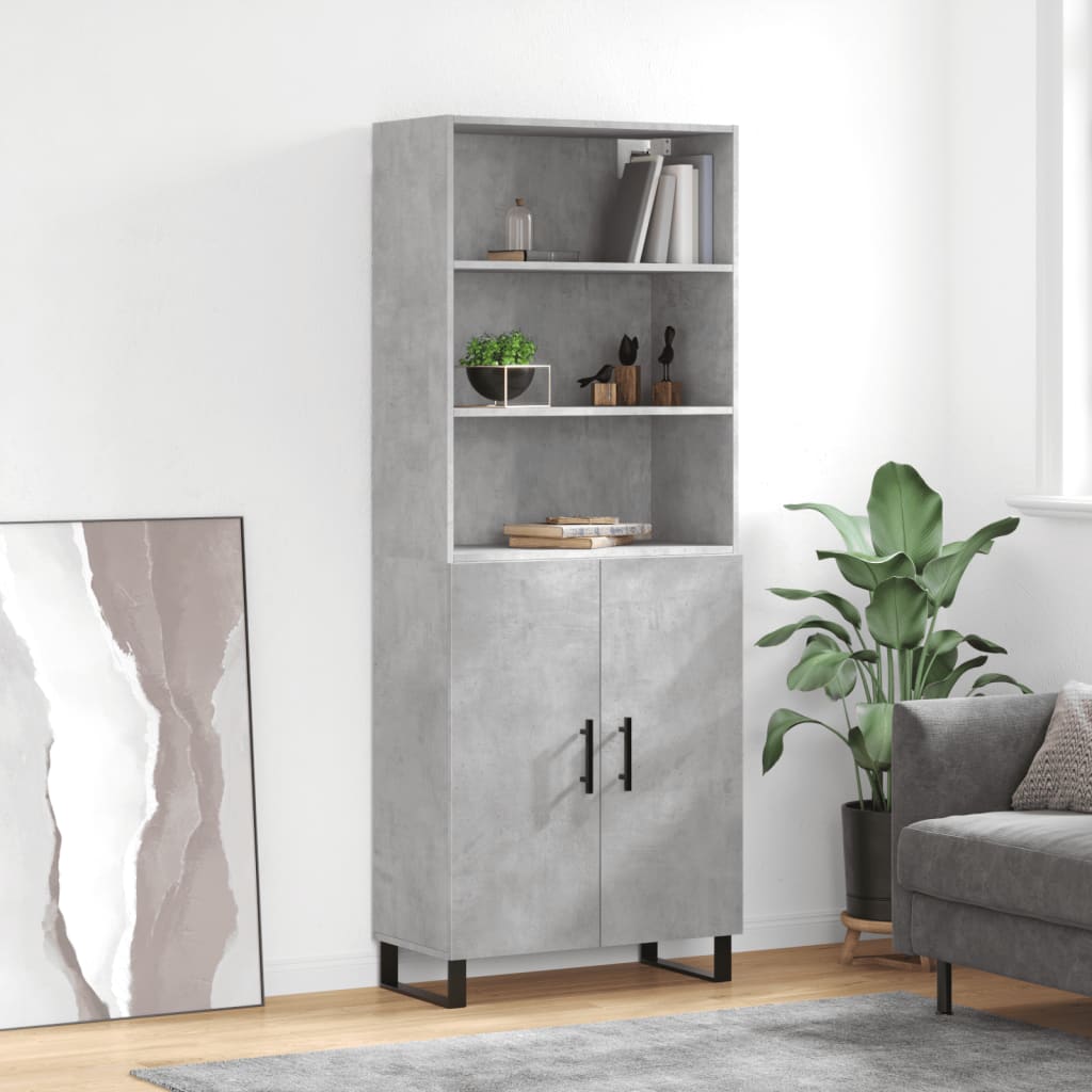 High sideboard Concrete gray 69.5x34x180 cm Engineered wood