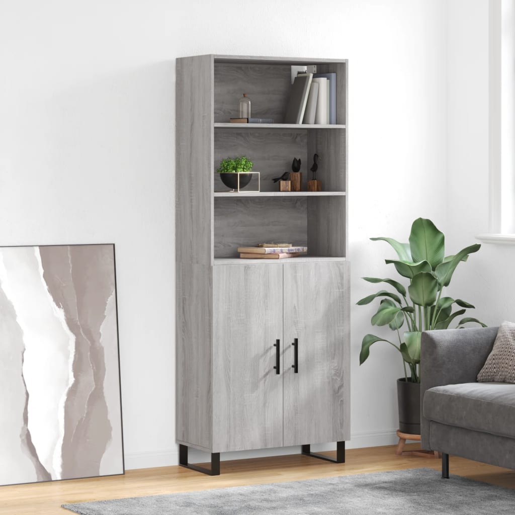 Sonoma high sideboard gray 69.5x34x180 cm Engineered wood