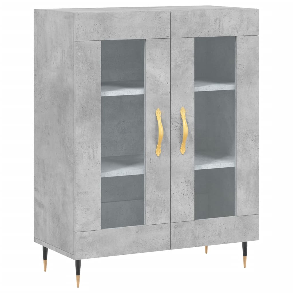 Buffet haut Gris béton 69,5x34x180 cm Bois d'ingénierie