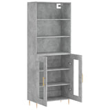 High sideboard Concrete gray 69.5x34x180 cm Engineered wood