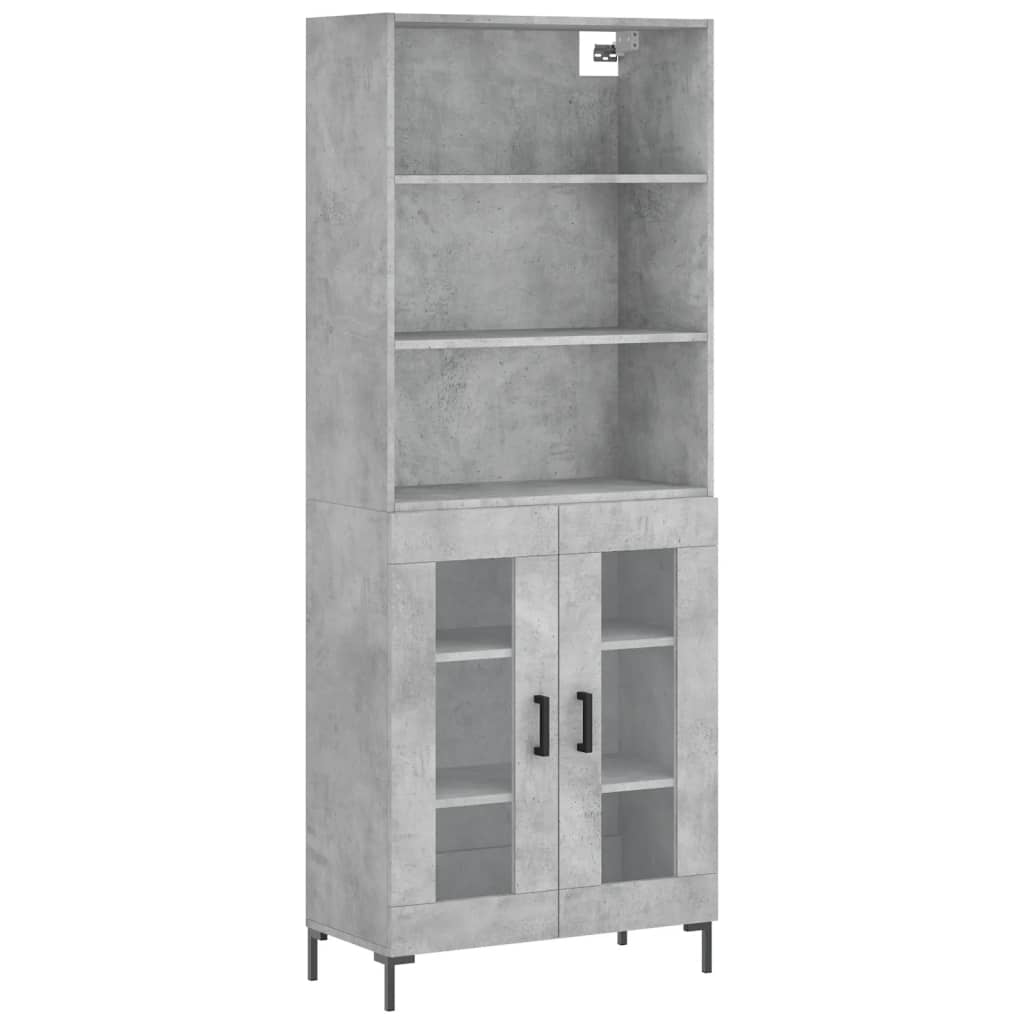 High sideboard Concrete gray 69.5x34x180 cm Engineered wood