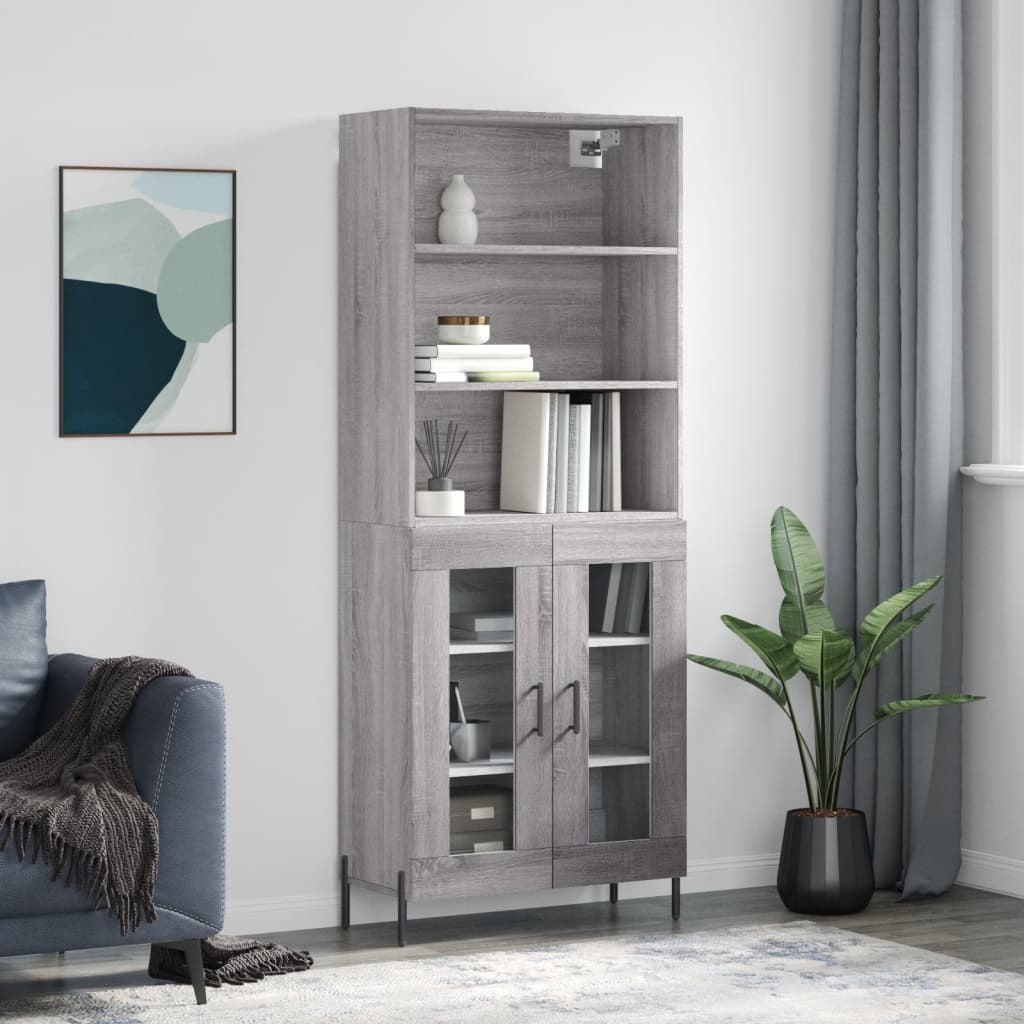 Sonoma hohes Sideboard grau 69,5x34x180 cm Holzwerkstoff