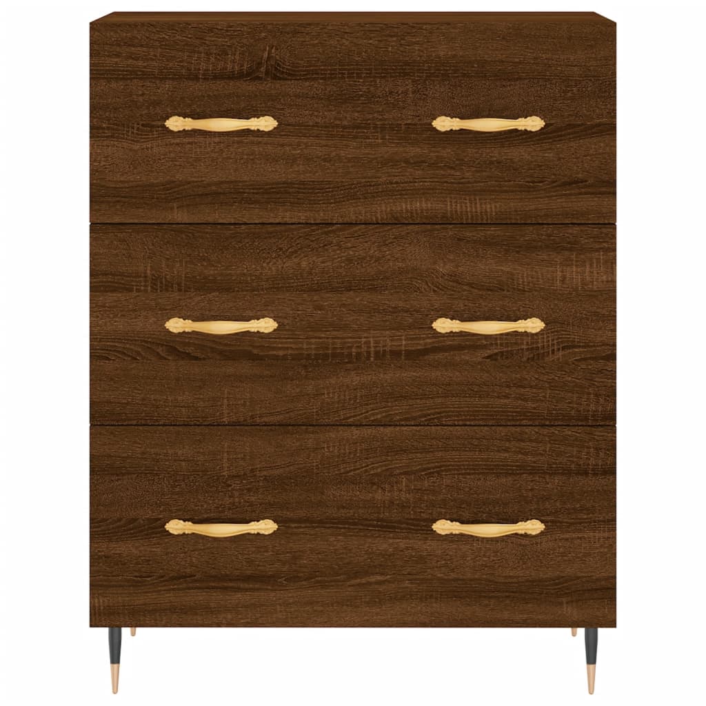 Buffet haut Chêne marron 69,5x34x180 cm Bois d'ingénierie