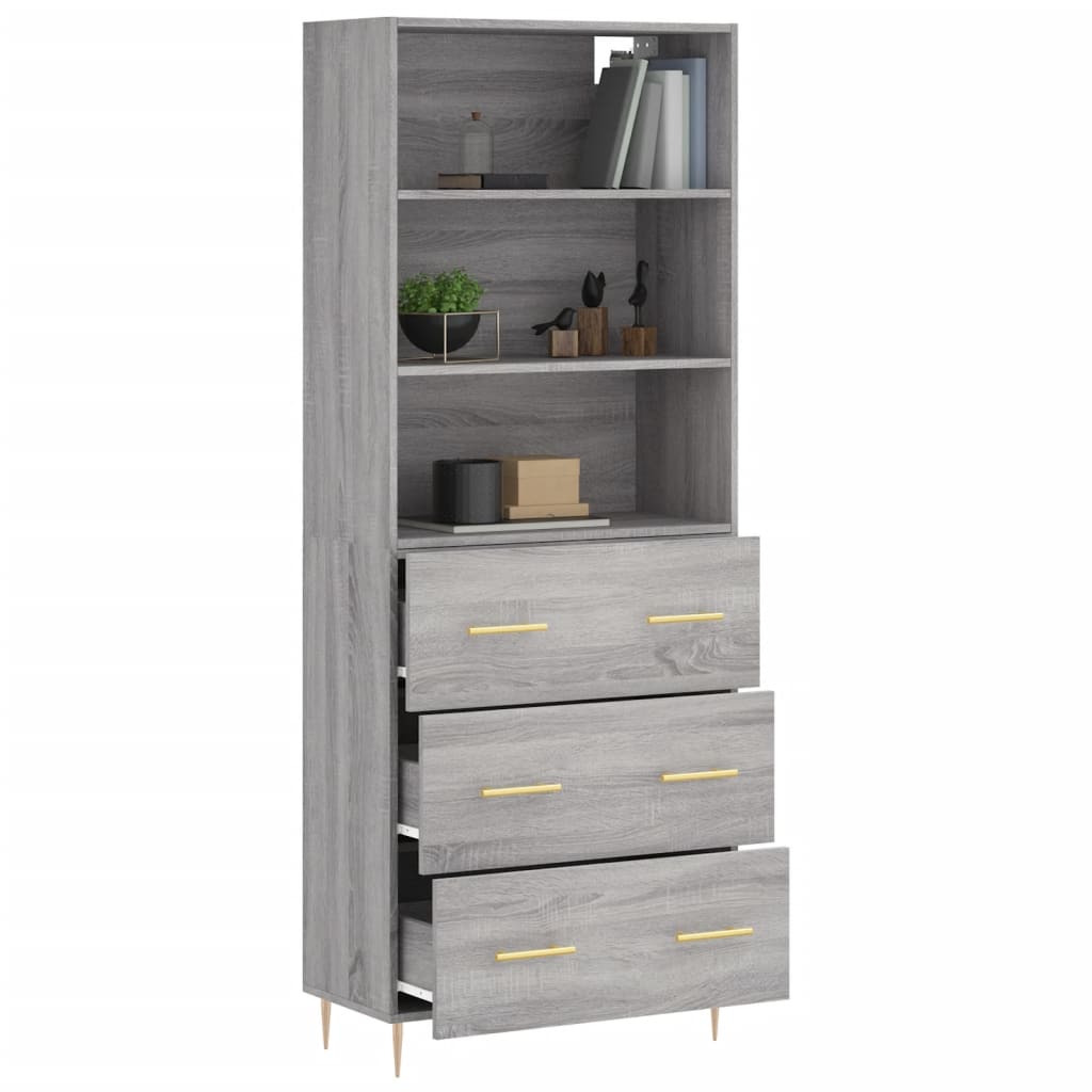 Buffet haut Sonoma gris 69,5x34x180 cm Bois d'ingénierie