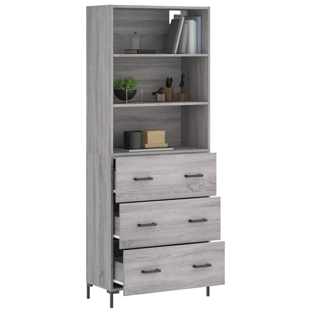 Buffet haut Sonoma gris 69,5x34x180 cm Bois d'ingénierie