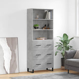 High sideboard Concrete gray 69.5x34x180 cm Engineered wood