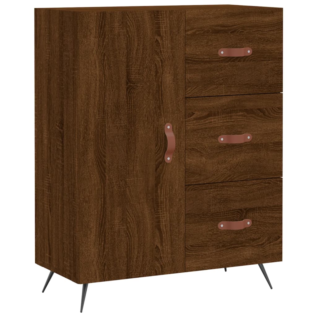 Buffet haut Chêne marron 69,5x34x180 cm Bois d'ingénierie