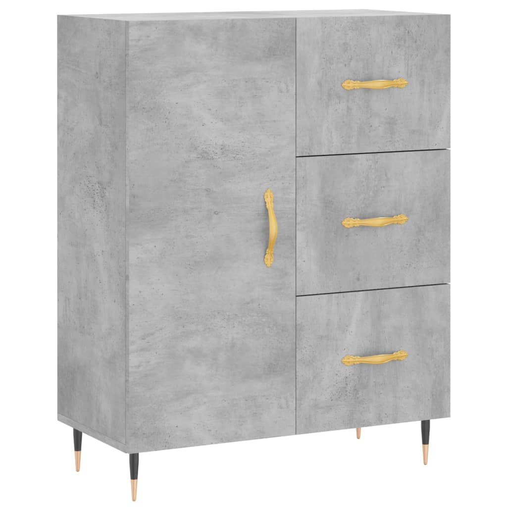 Buffet haut Gris béton 69,5x34x180 cm Bois d'ingénierie