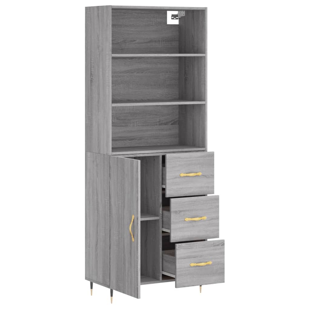 Buffet haut Sonoma gris 69,5x34x180 cm Bois d'ingénierie