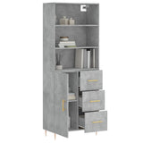 High sideboard Concrete gray 69.5x34x180 cm Engineered wood