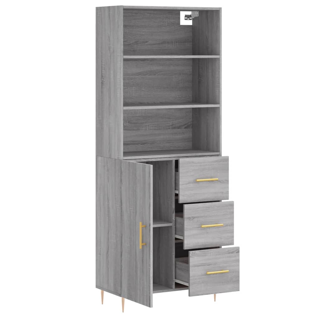 Sonoma high sideboard gray 69.5x34x180 cm Engineered wood