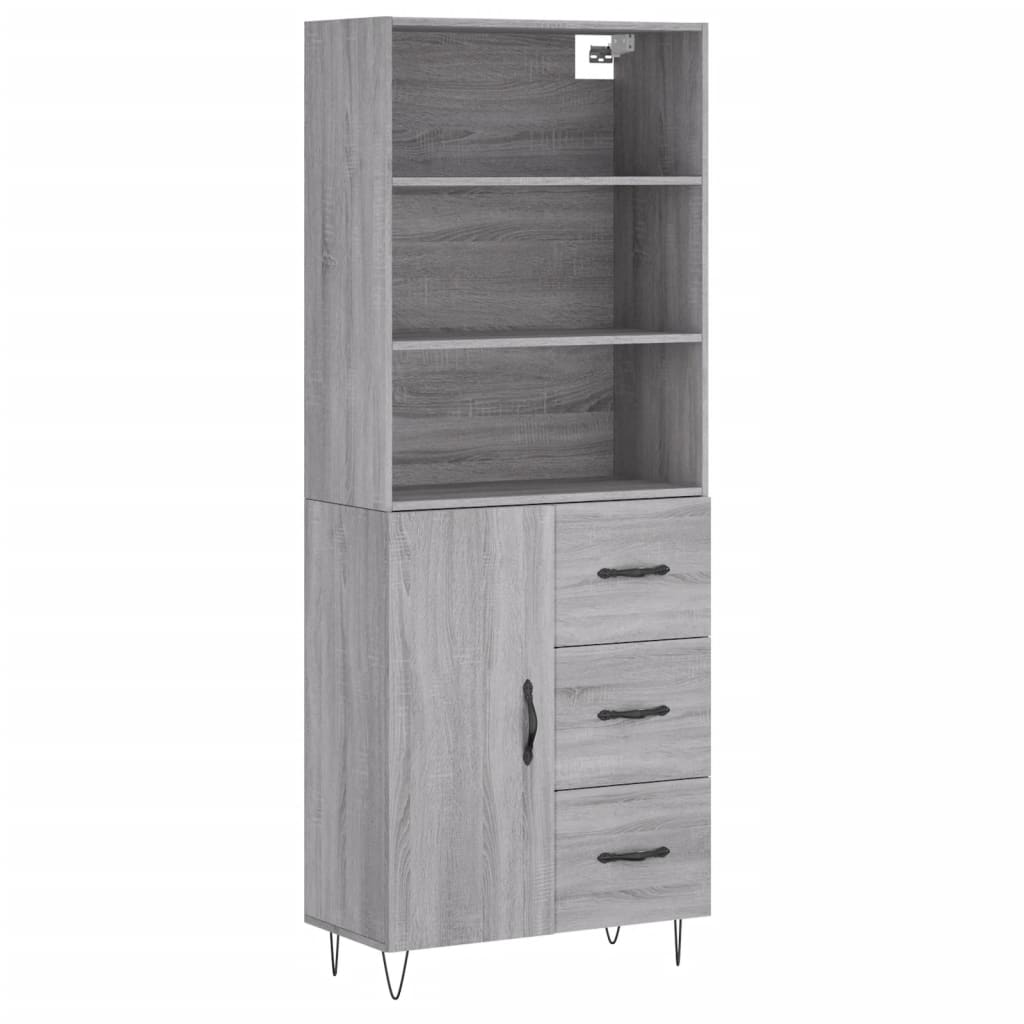 Buffet haut Sonoma gris 69,5x34x180 cm Bois d'ingénierie