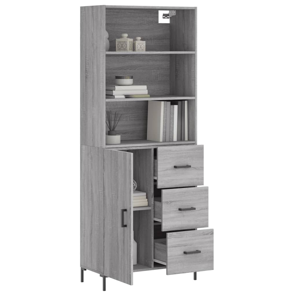 Buffet haut Sonoma gris 69,5x34x180 cm Bois d'ingénierie