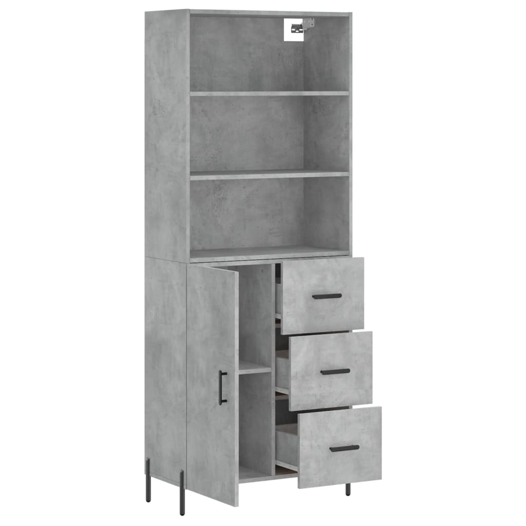 High sideboard Concrete gray 69.5x34x180 cm Engineered wood