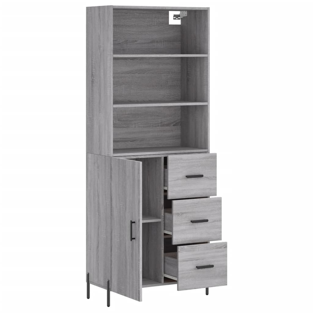 Buffet haut Sonoma gris 69,5x34x180 cm Bois d'ingénierie