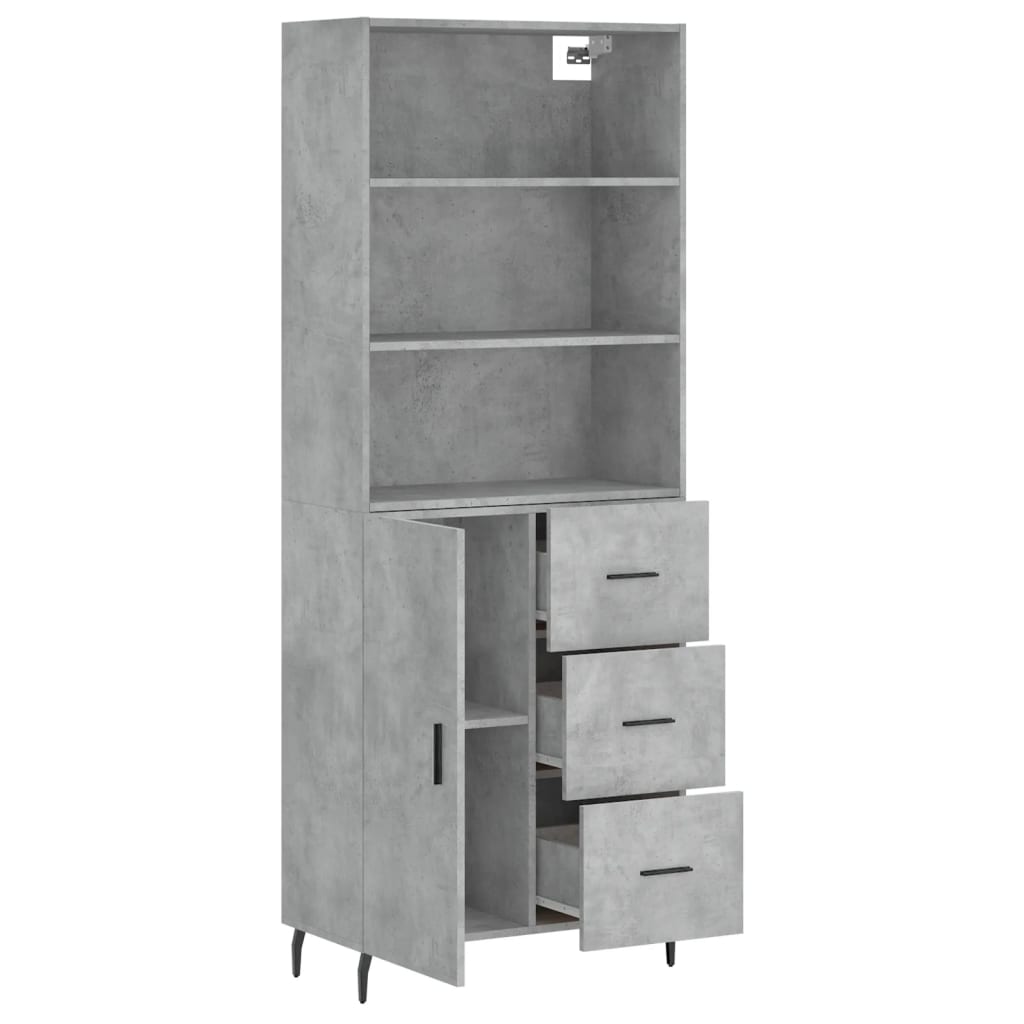 High sideboard Concrete gray 69.5x34x180 cm Engineered wood