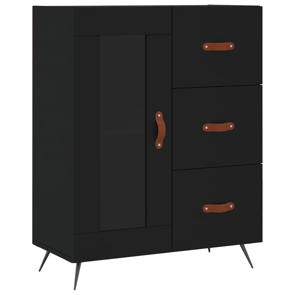 Buffet haut Noir 69,5x34x180 cm Bois d'ingénierie