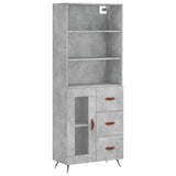 High sideboard Concrete gray 69.5x34x180 cm Engineered wood