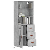 High sideboard Concrete gray 69.5x34x180 cm Engineered wood