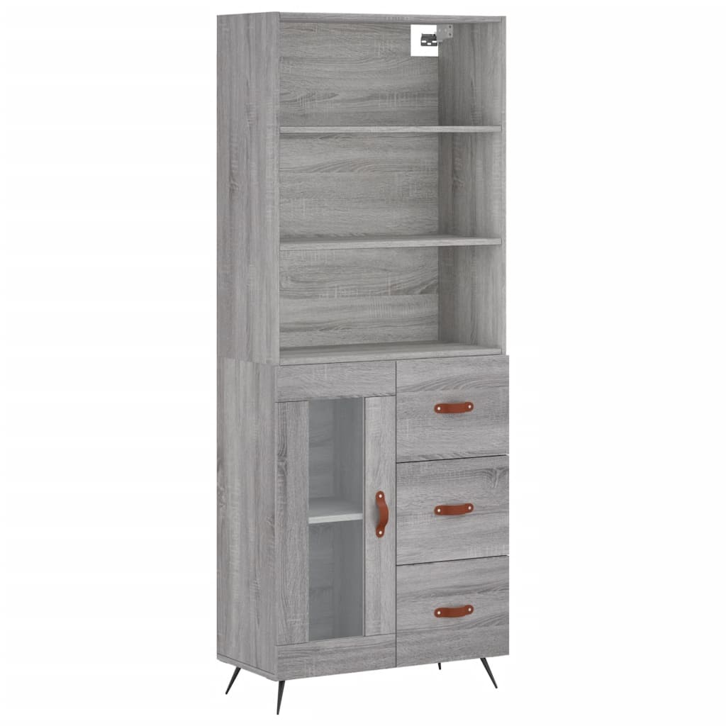 Sonoma high sideboard gray 69.5x34x180 cm Engineered wood