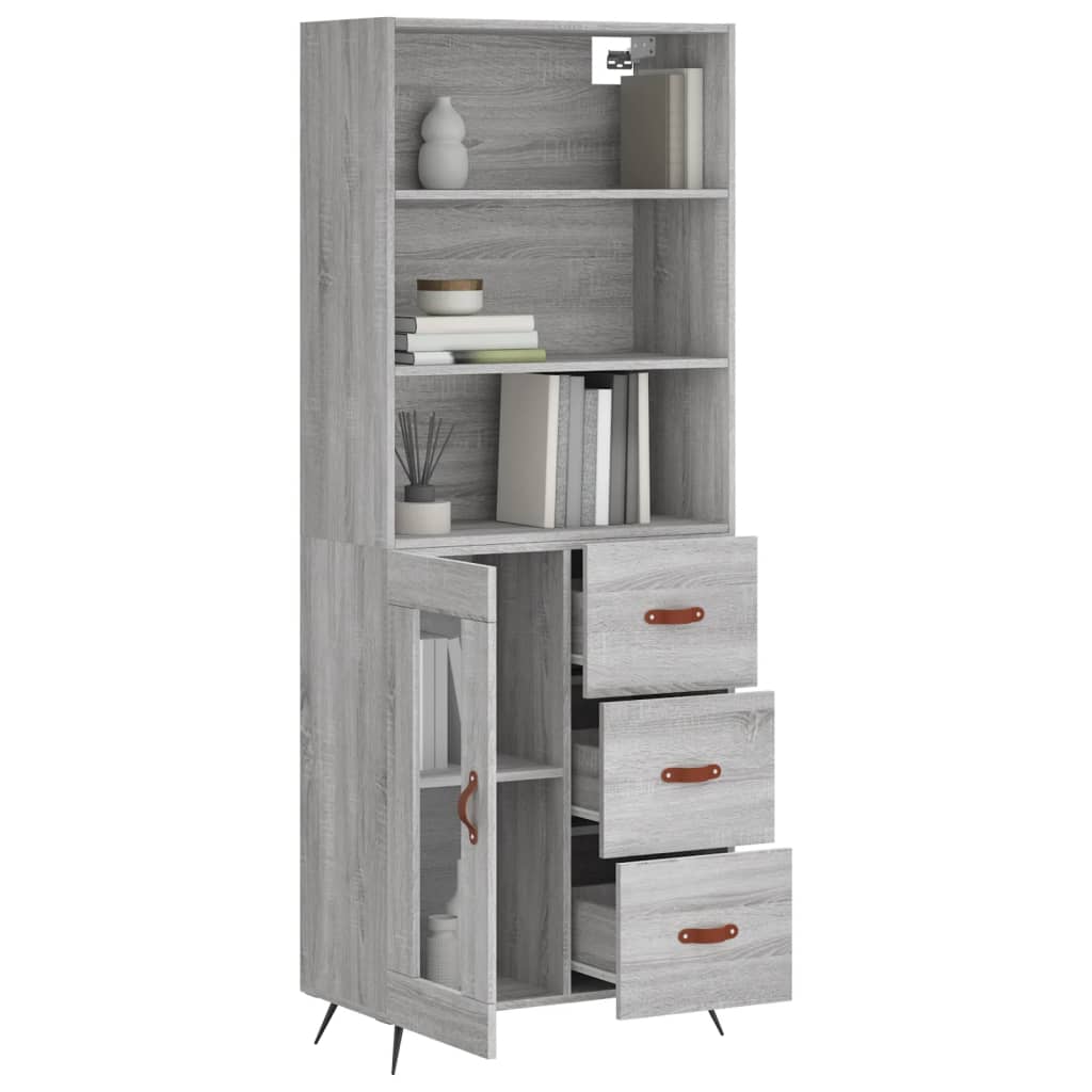 Buffet haut Sonoma gris 69,5x34x180 cm Bois d'ingénierie