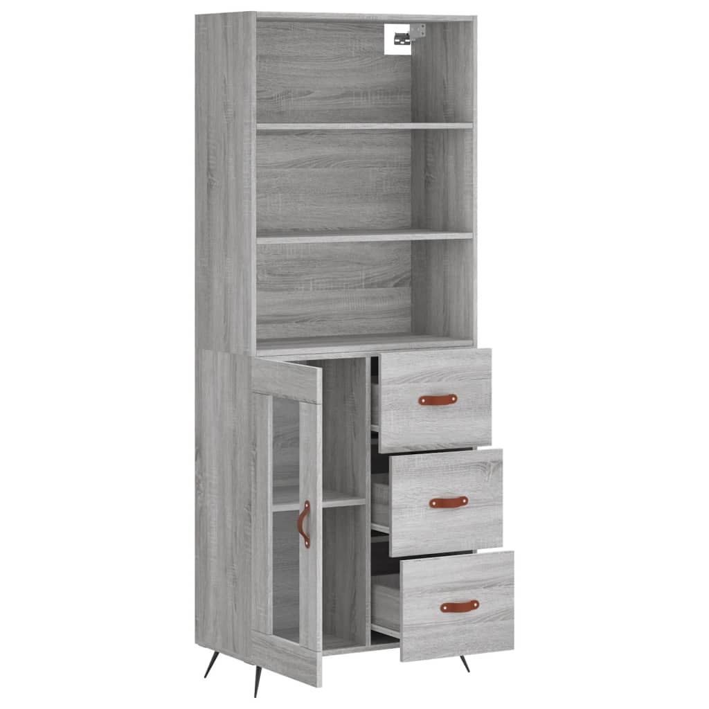 Buffet haut Sonoma gris 69,5x34x180 cm Bois d'ingénierie