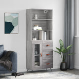 Sonoma high sideboard gray 69.5x34x180 cm Engineered wood