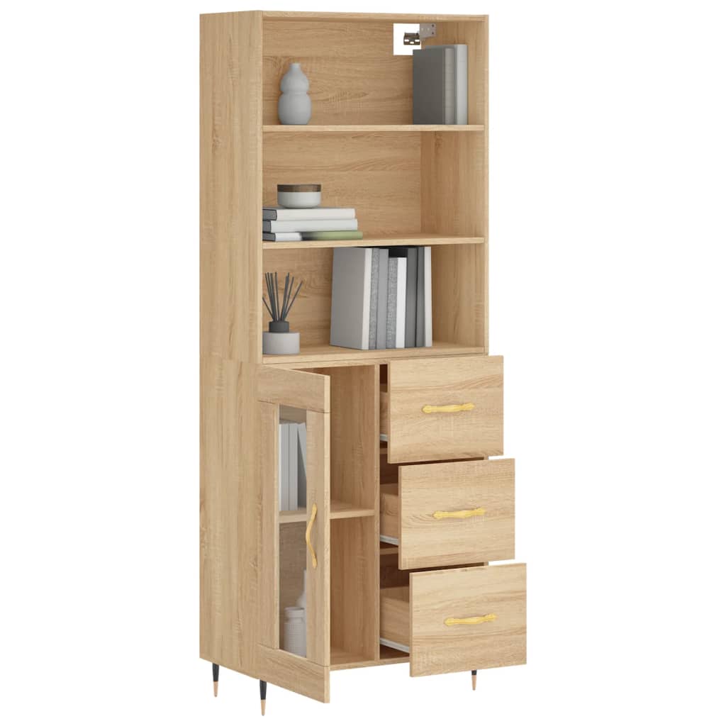 Hohes Sideboard Sonoma-Eiche 69,5x34x180 cm Holzwerkstoff