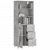 High sideboard Concrete gray 69.5x34x180 cm Engineered wood