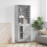 High sideboard Concrete gray 69.5x34x180 cm Engineered wood