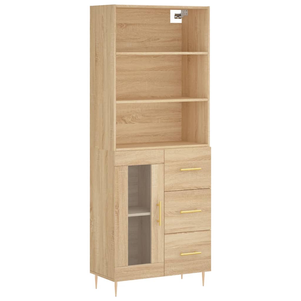 Hohes Sideboard Sonoma-Eiche 69,5x34x180 cm Holzwerkstoff