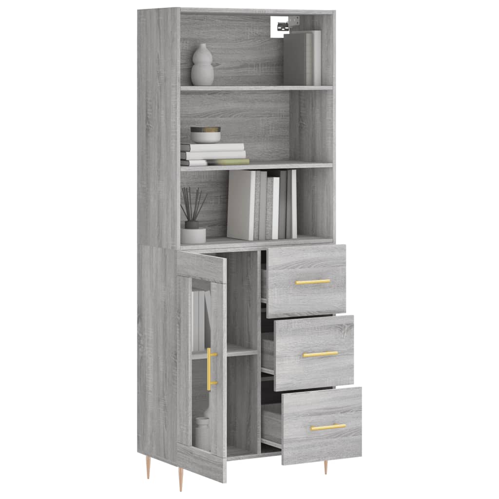 Buffet haut Sonoma gris 69,5x34x180 cm Bois d'ingénierie