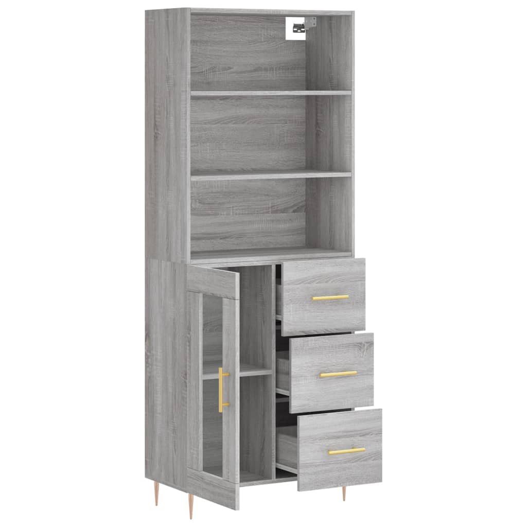 Buffet haut Sonoma gris 69,5x34x180 cm Bois d'ingénierie