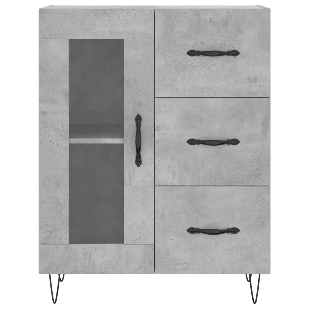 Hohes Sideboard Betongrau 69,5 x 34 x 180 cm Holzwerkstoff