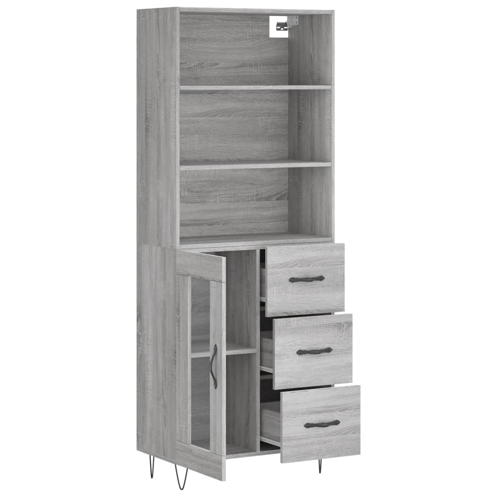 Buffet haut Sonoma gris 69,5x34x180 cm Bois d'ingénierie