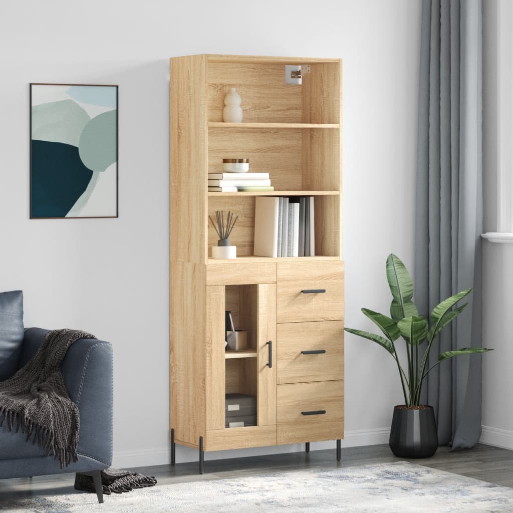 Hohes Sideboard Sonoma-Eiche 69,5x34x180 cm Holzwerkstoff