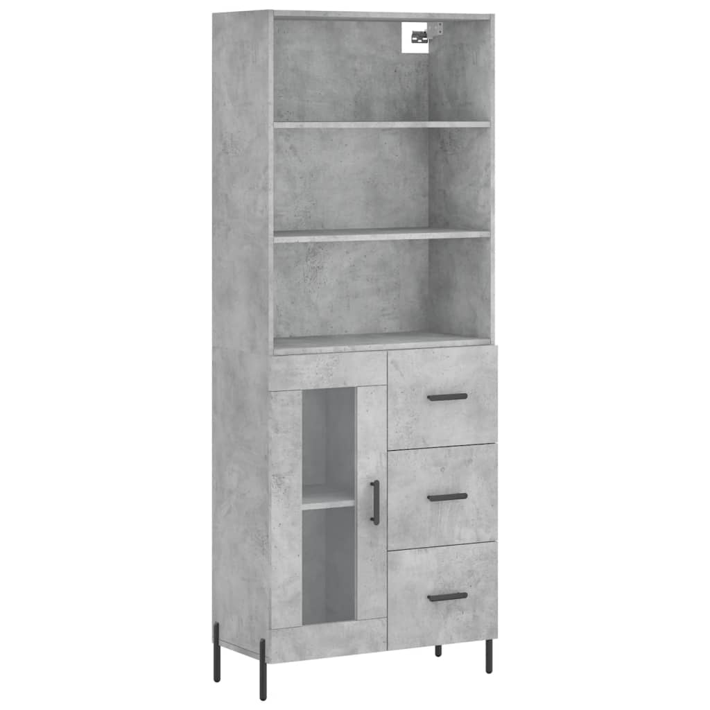 High sideboard Concrete gray 69.5x34x180 cm Engineered wood