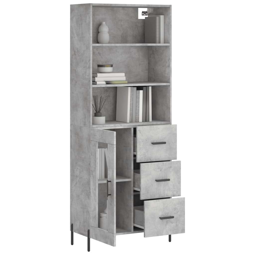 High sideboard Concrete gray 69.5x34x180 cm Engineered wood