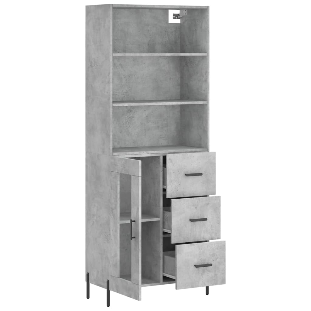 High sideboard Concrete gray 69.5x34x180 cm Engineered wood