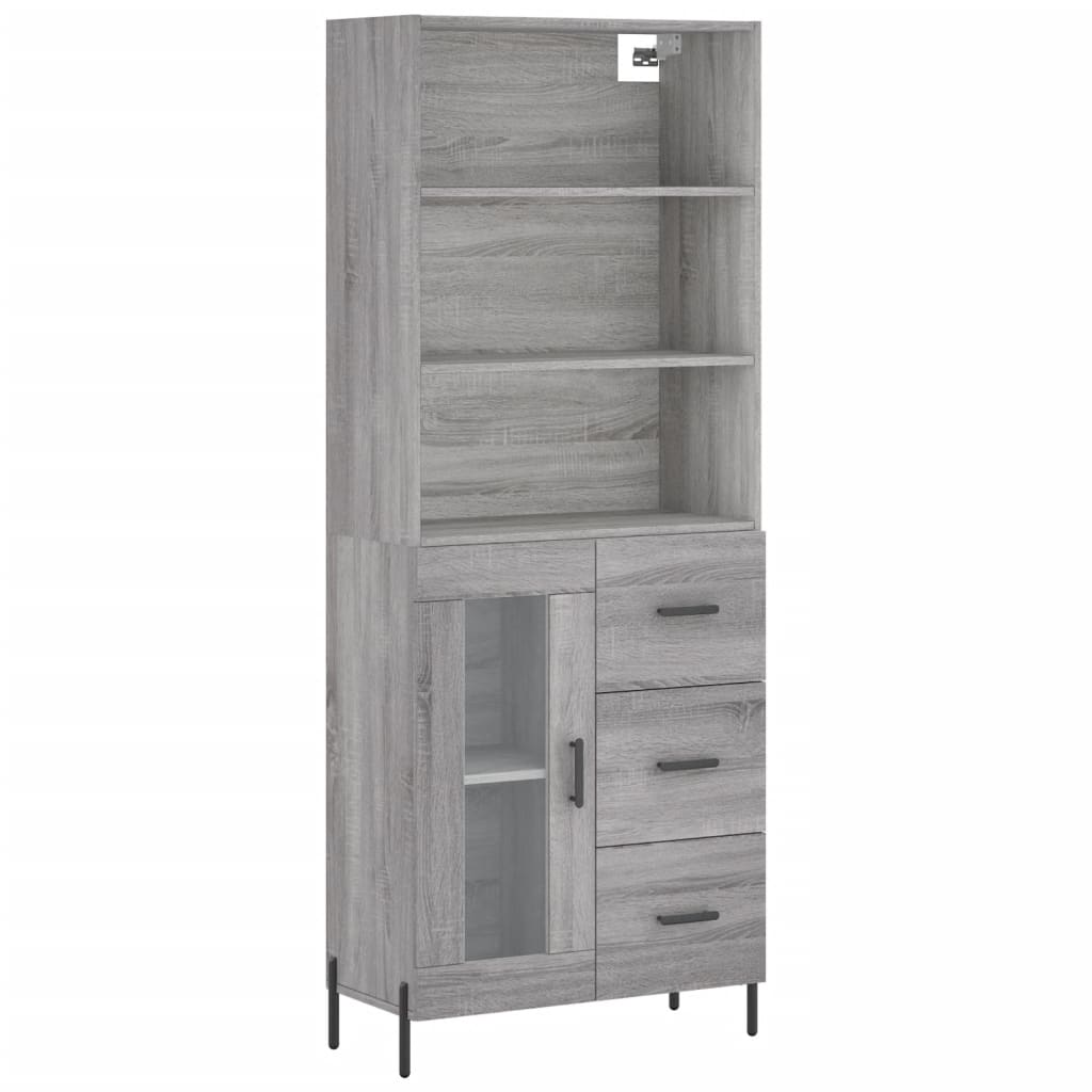 Buffet haut Sonoma gris 69,5x34x180 cm Bois d'ingénierie