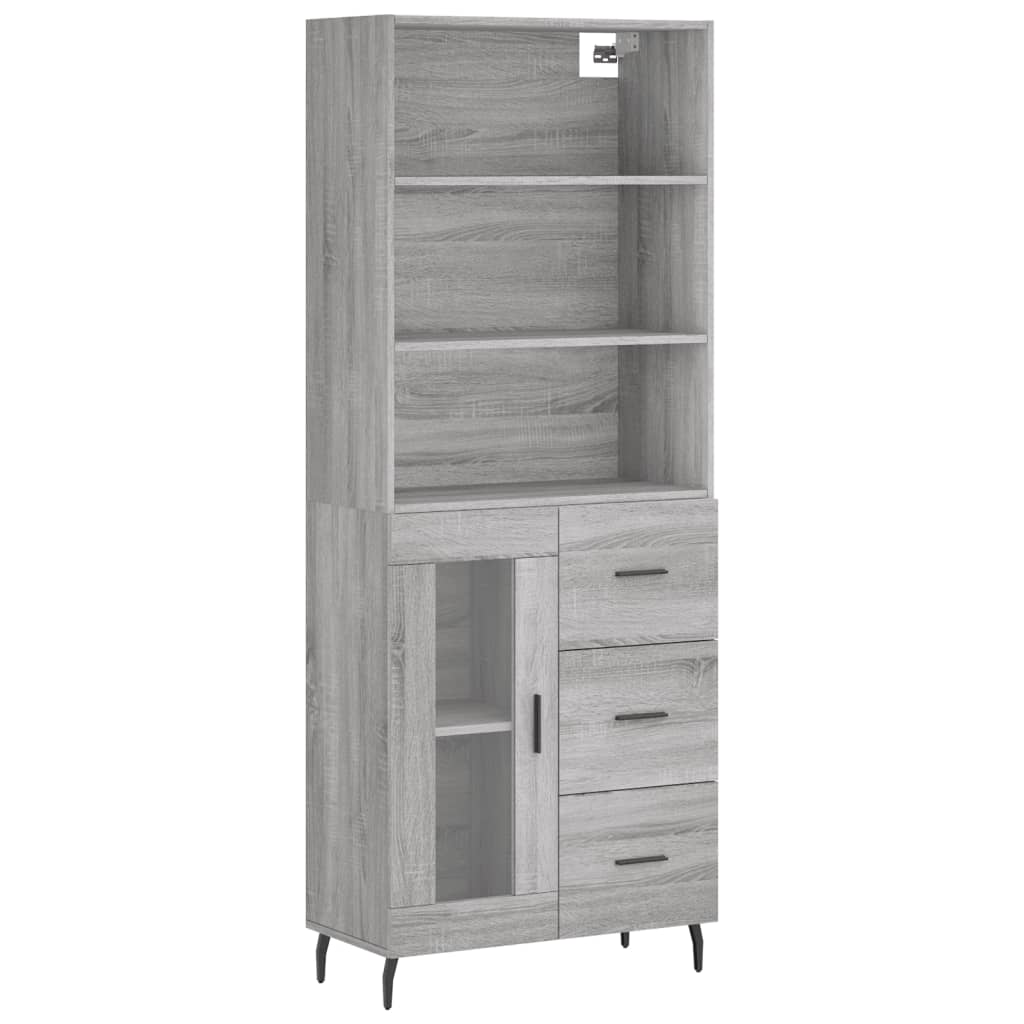 Sonoma high sideboard gray 69.5x34x180 cm Engineered wood