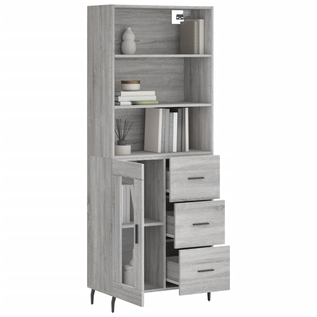 Sonoma high sideboard gray 69.5x34x180 cm Engineered wood