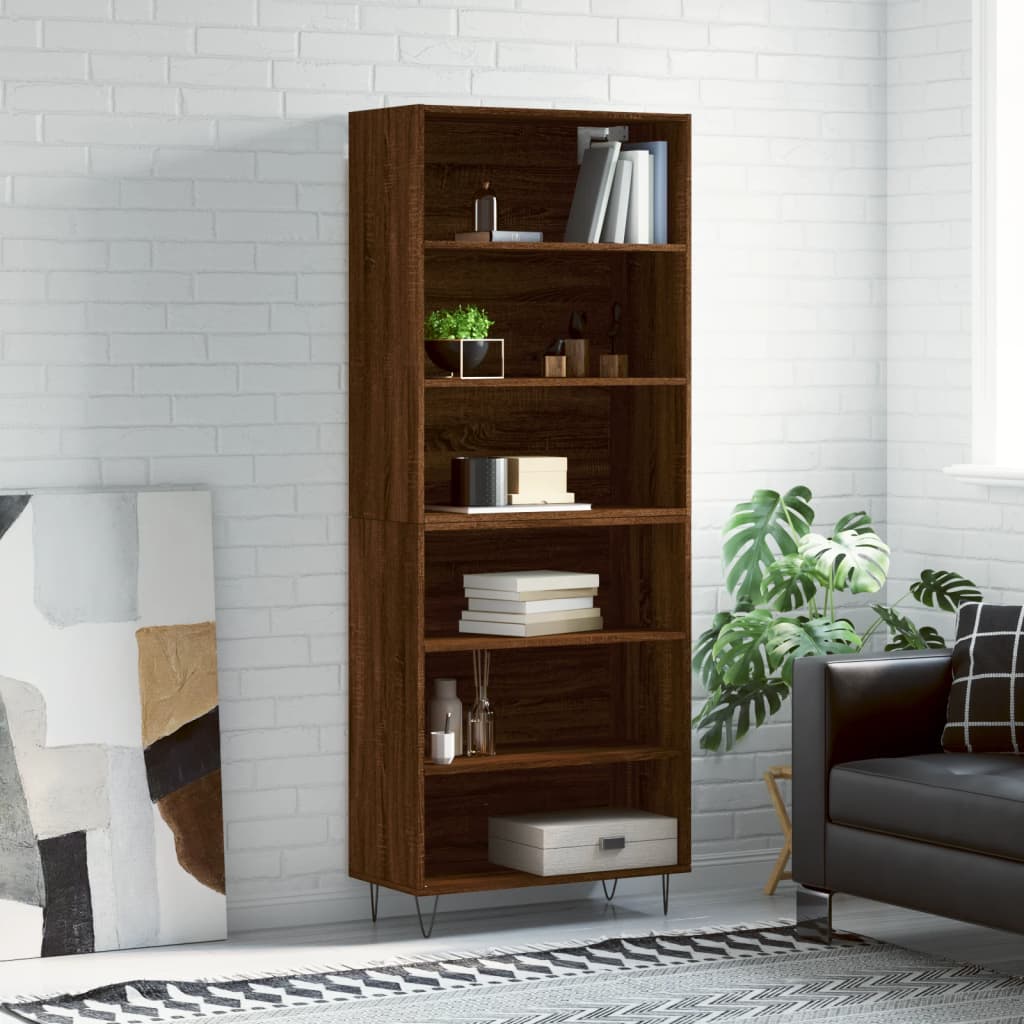 Brown oak sideboard 69.5x32.5x180 cm engineered wood